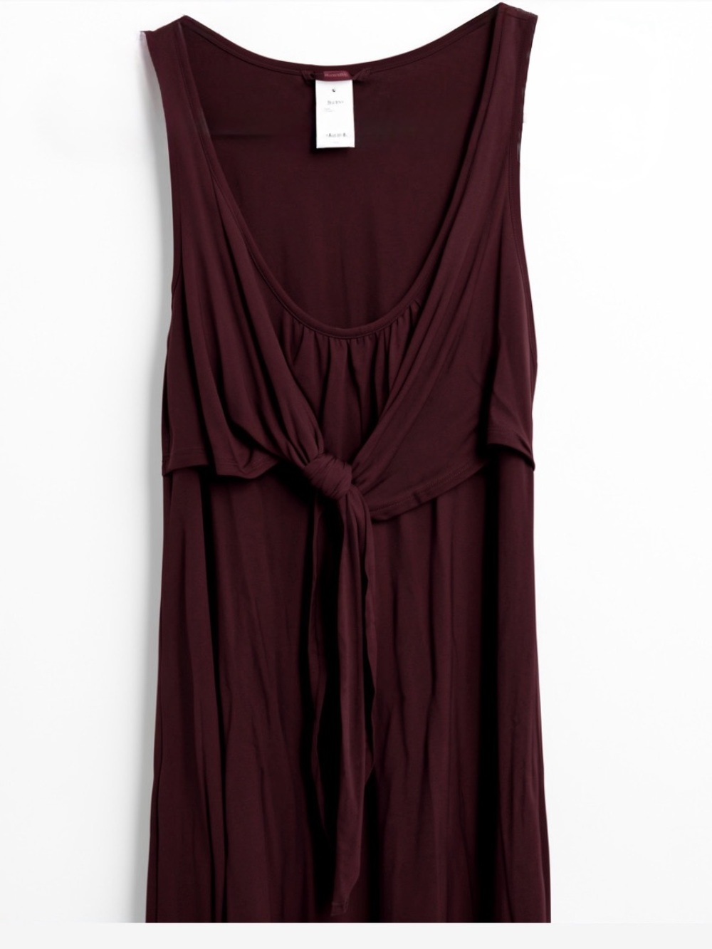 Pretty Brown Pleated Shift Tank Dress Size Small with Bow Embellishment